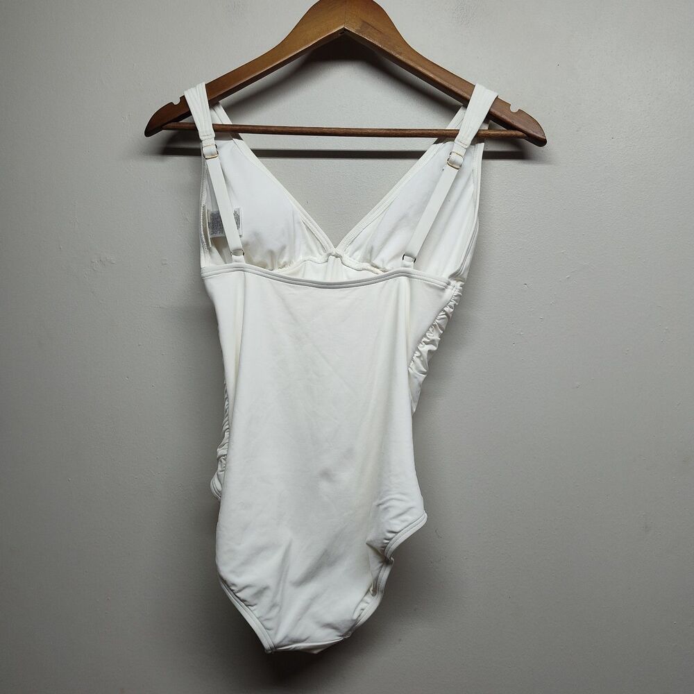 Michael Kors One Piece Swimsuit Women 6 White Rouched Tummy Control Summer Beach - Picture 4 of 7